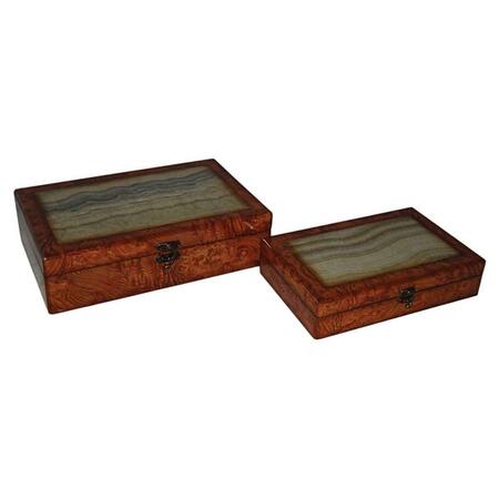 H2H Cheung'S Wooden Treasure Box With Marble Design, 2Pk H253423